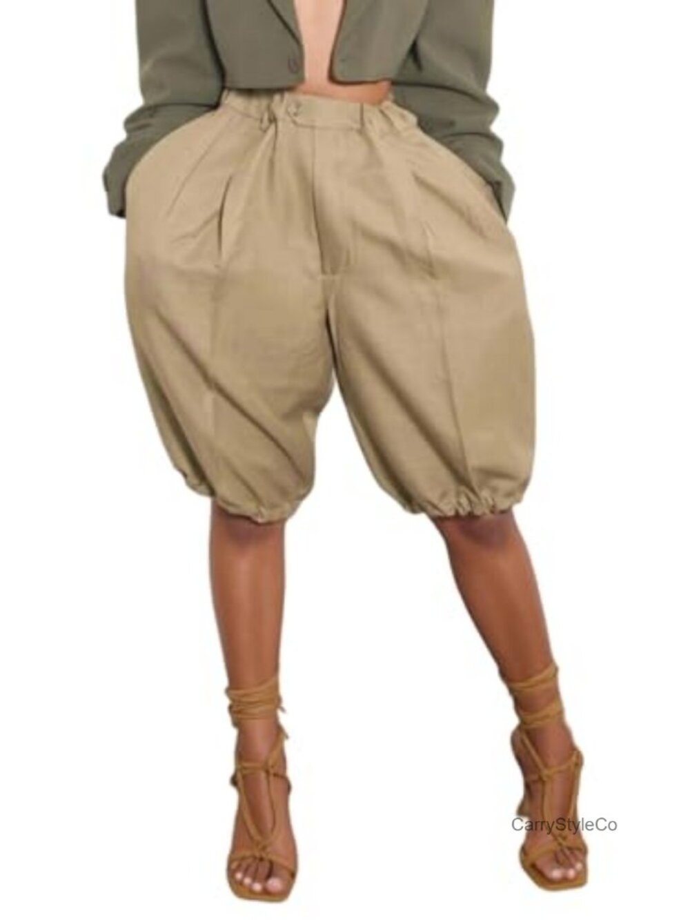 Women's Balloon Wide Leg Barrel Bubble Bermuda Casual Shorts